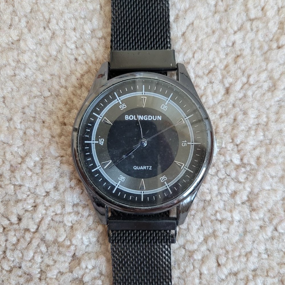 Black Grey Quartz Wrist Watch Metal Chain Bracelet Strap Analog Mesh Band Watch - Picture 5 of 5